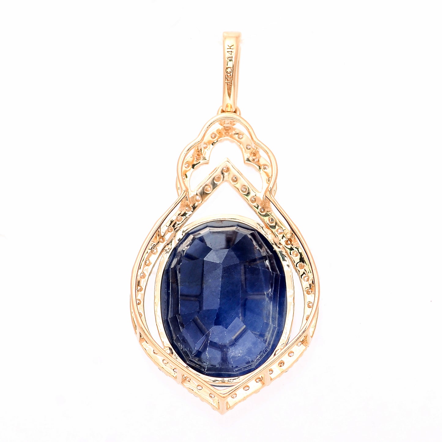 7.27 Ct Oval Mixed Cut Natural Sapphire 14K Gold Pendant