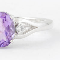 1.29 Ct Oval Amethyst, Cubic Zirconia, 925 Sterling Silver Ring