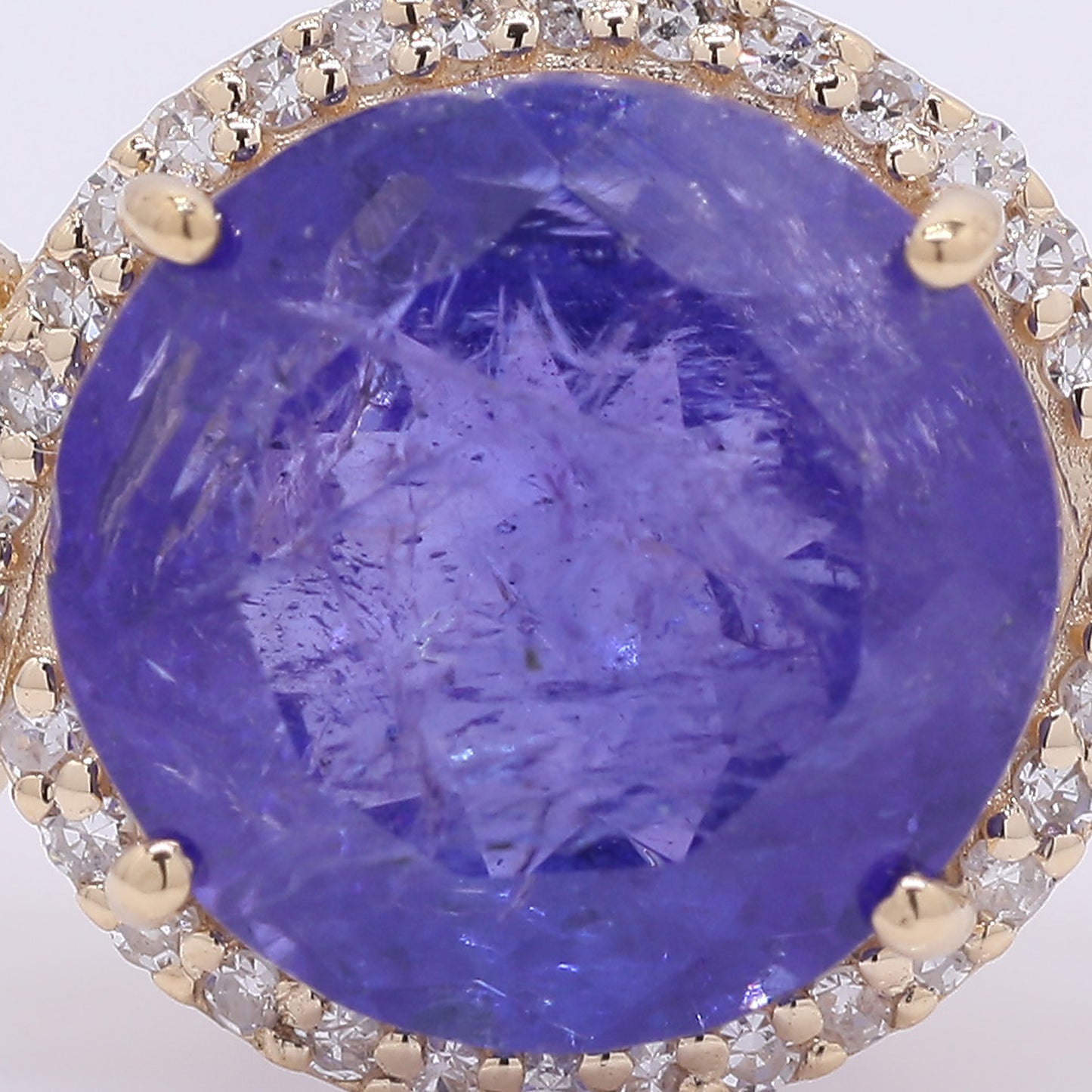 4.09 Ct Round Mixed Cut Natural Tanzanite 14K Gold Ring