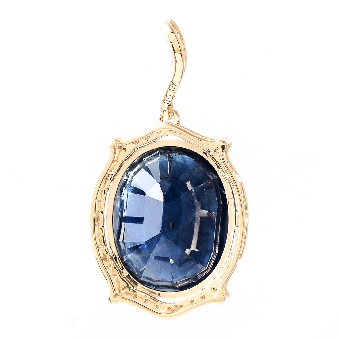 9.62 Ct Oval Mixed Cut Natural Corundum Sapphire 14K Gold Pendant