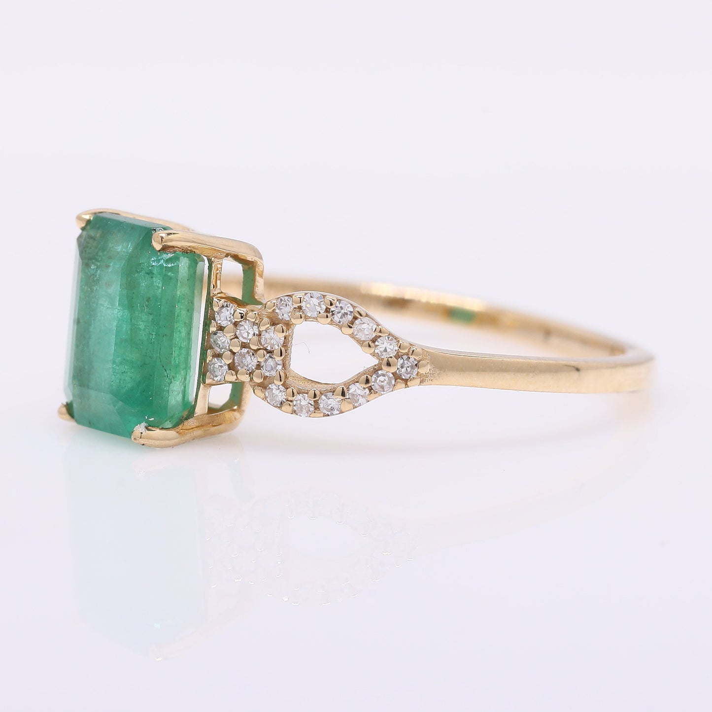 1.69 Ct Octagon Step Cut Natural Emerald 14K Gold Ring