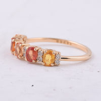 1.22 Ct Oval Natural Multi-Coloured Sapphire 14K Gold Ring