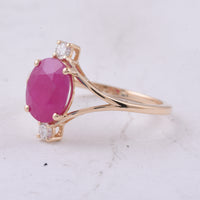 2.59 Ct Oval Natural Ruby 14K Gold Ring