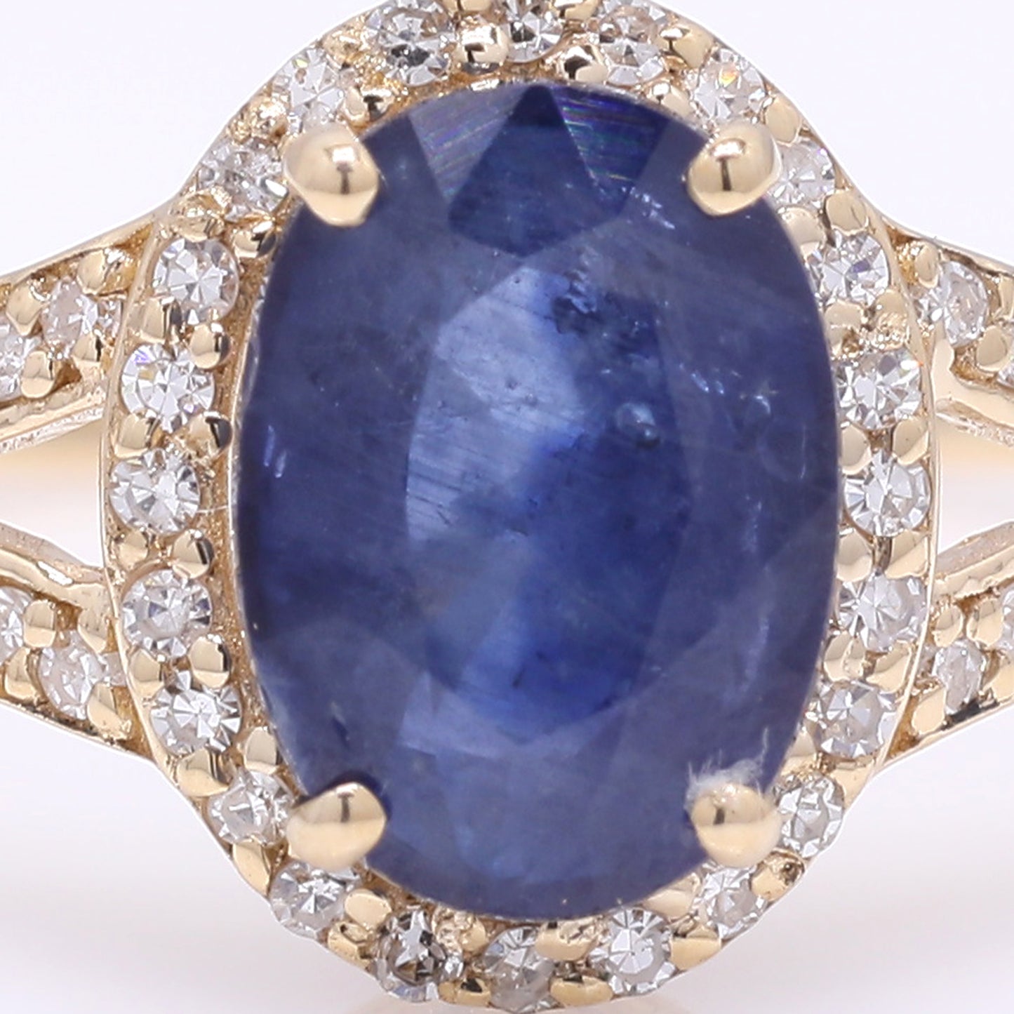 1.90 Ct Oval Mixed Cut Natural Sapphire 14K Gold Ring