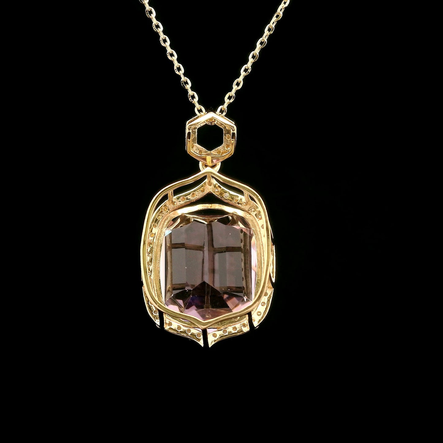 11.08 Ct Cushion Kunzite 14K Gold Pendant