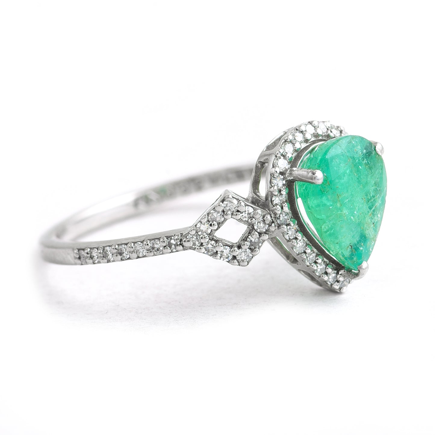 2.80 Ct Pear Mixed Cut Natural Emerald 950 Platinum Ring
