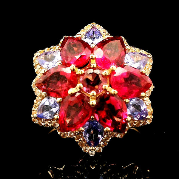 3.91 Ct Pear Rubellite 14K Gold Ring