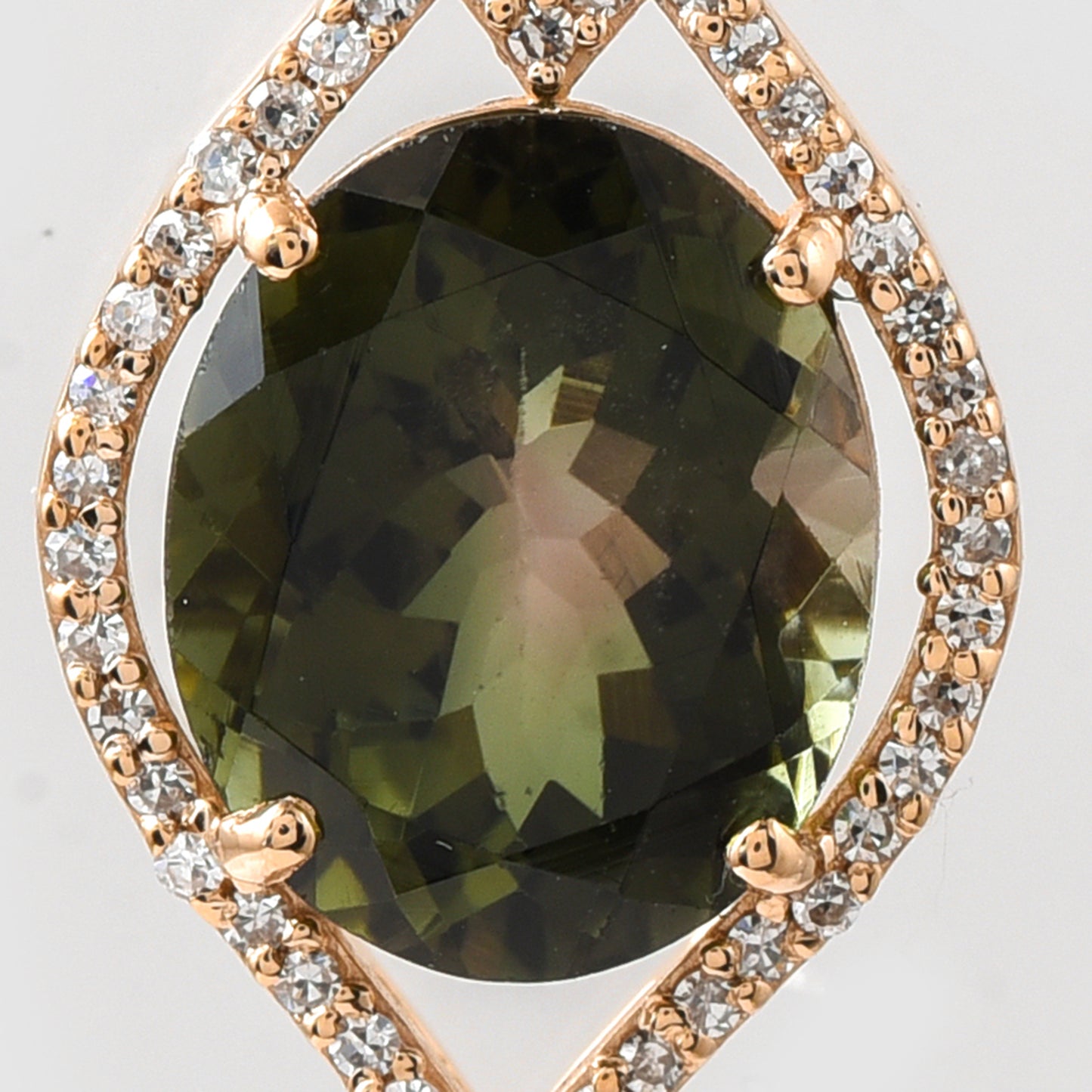 3.44 Ct Oval Mixed Cut Natural Tourmaline 14K Gold Pendant