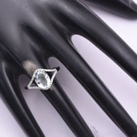 1.58 Ct Oval Mixed Cut Natural Aquamarine 950 Platinum Ring