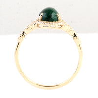 1.45 Ct Oval Cabochon Natural Beryl Emerald 14K Gold Ring