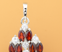 4.44 Ct Marquise Garnet, Cubic Zirconia, 925 Sterling Silver Pendant