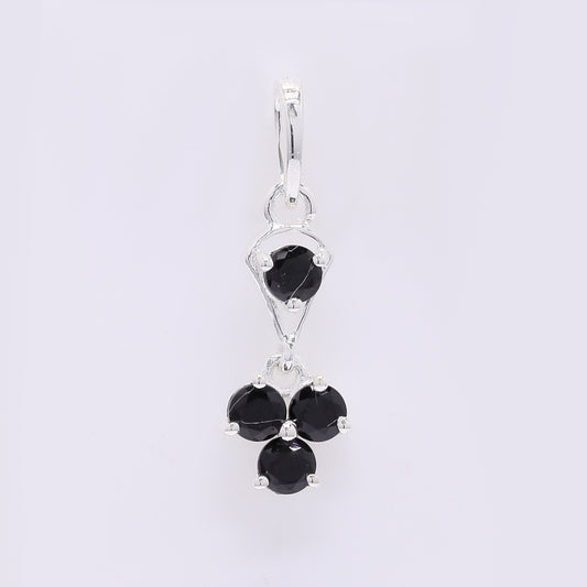 0.48 Ct Round Black Spinel 925 Silver Pendant