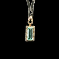 1.13 Ct Octagon Step Cut Natural Emerald 14K Gold Pendant