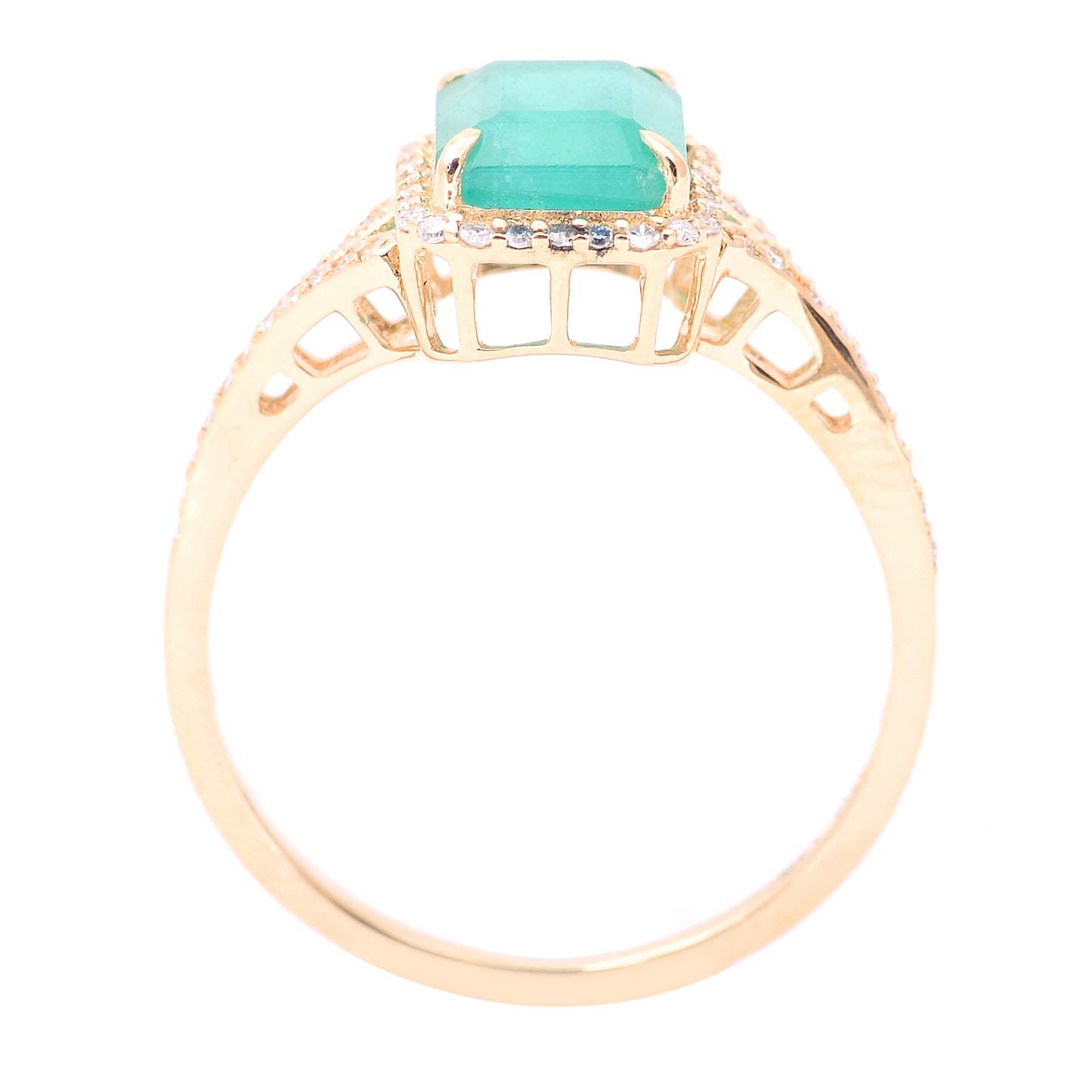 1.80 Ct Octagon Step Cut Natural Emerald 14K Gold Ring