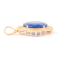 4.54 Ct Oval Mixed Cut Natural Sapphire 14K Gold Pendant