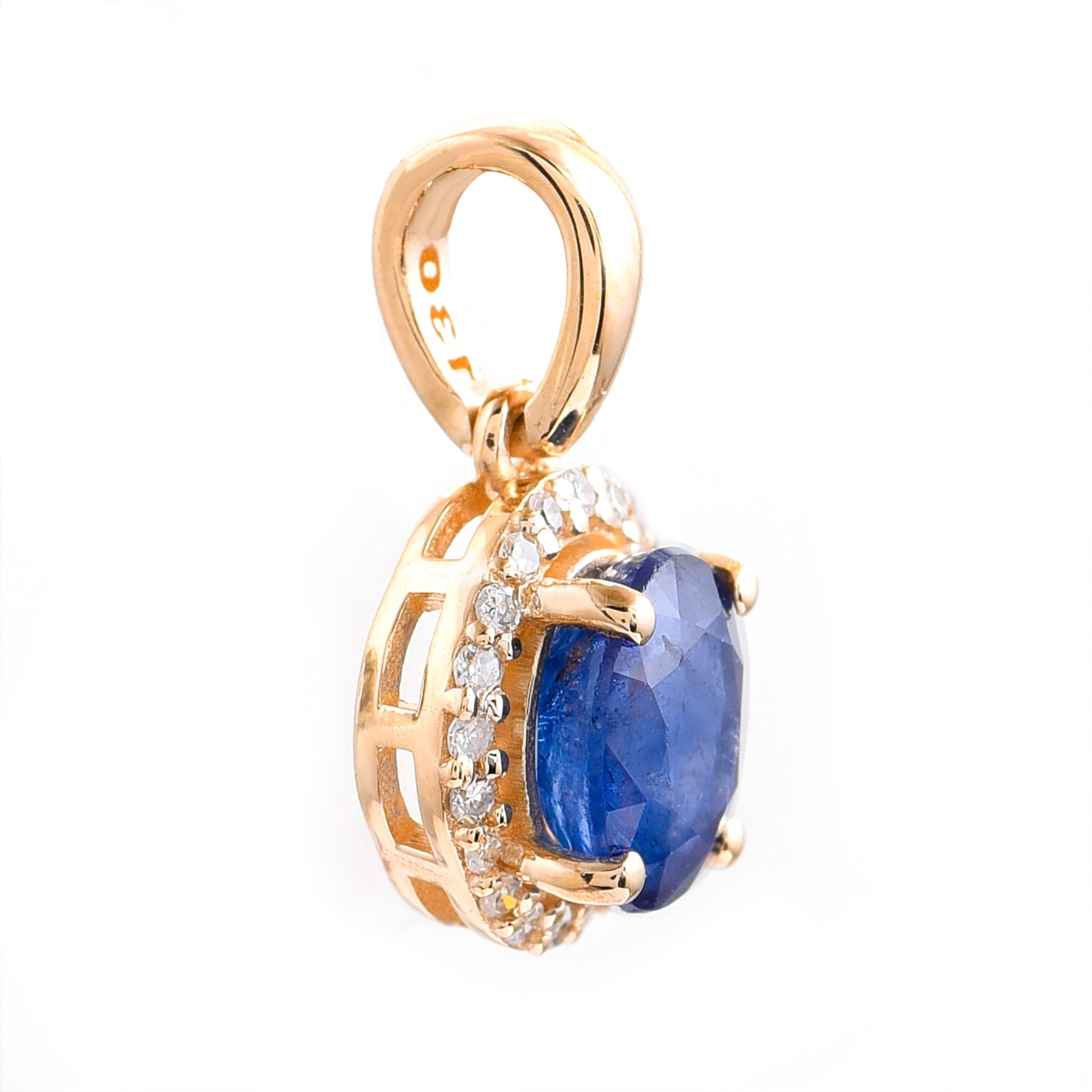 1.08 Ct Oval Mixed Cut Natural Sapphire 14K Gold Pendant