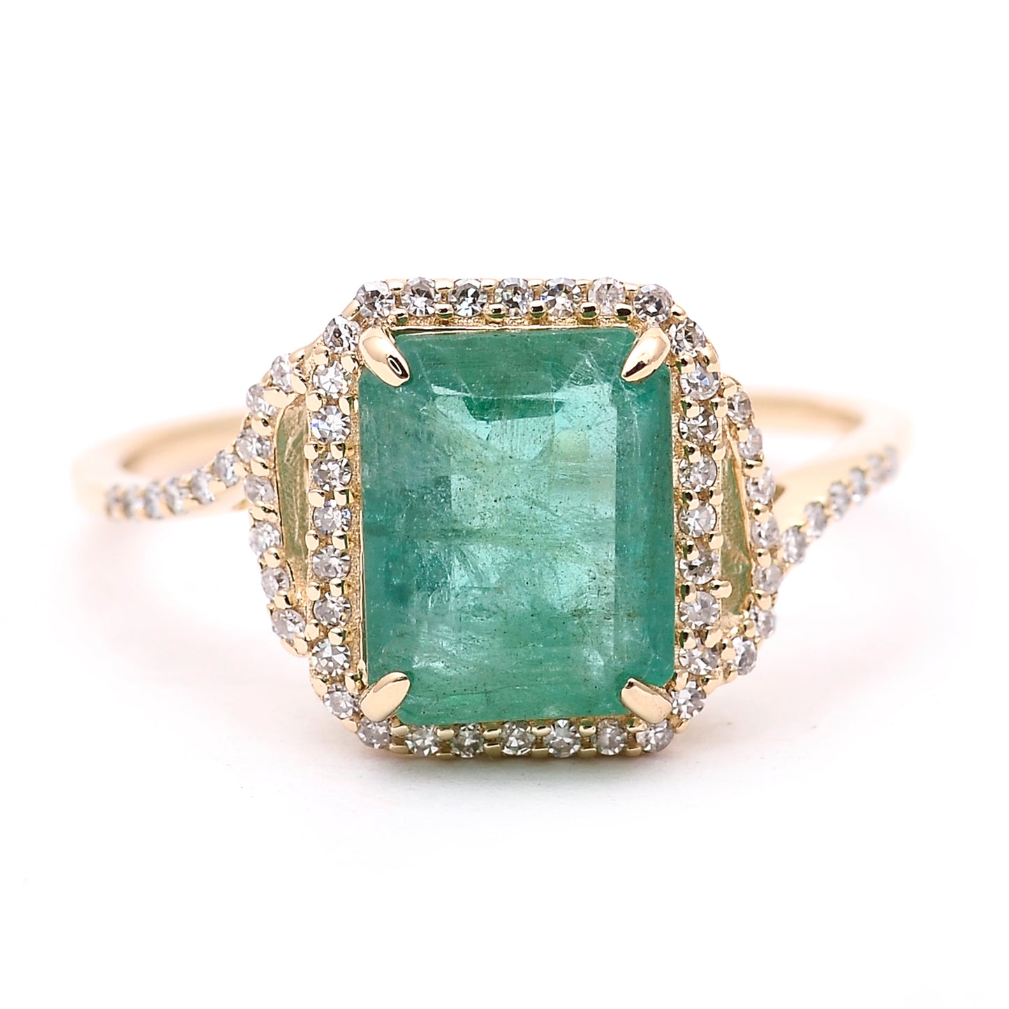 2.34 Ct Octagon Natural Emerald 14K Gold Ring