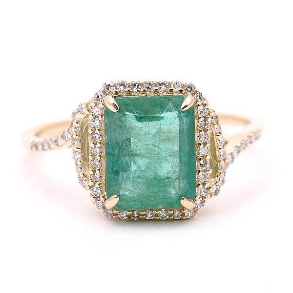 2.34 Ct Octagon Natural Emerald 14K Gold Ring