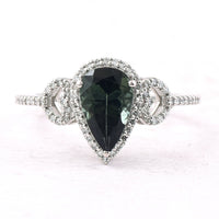1.55 Ct Pear Mixed Cut Natural Green Tourmaline 950 Platinum Ring
