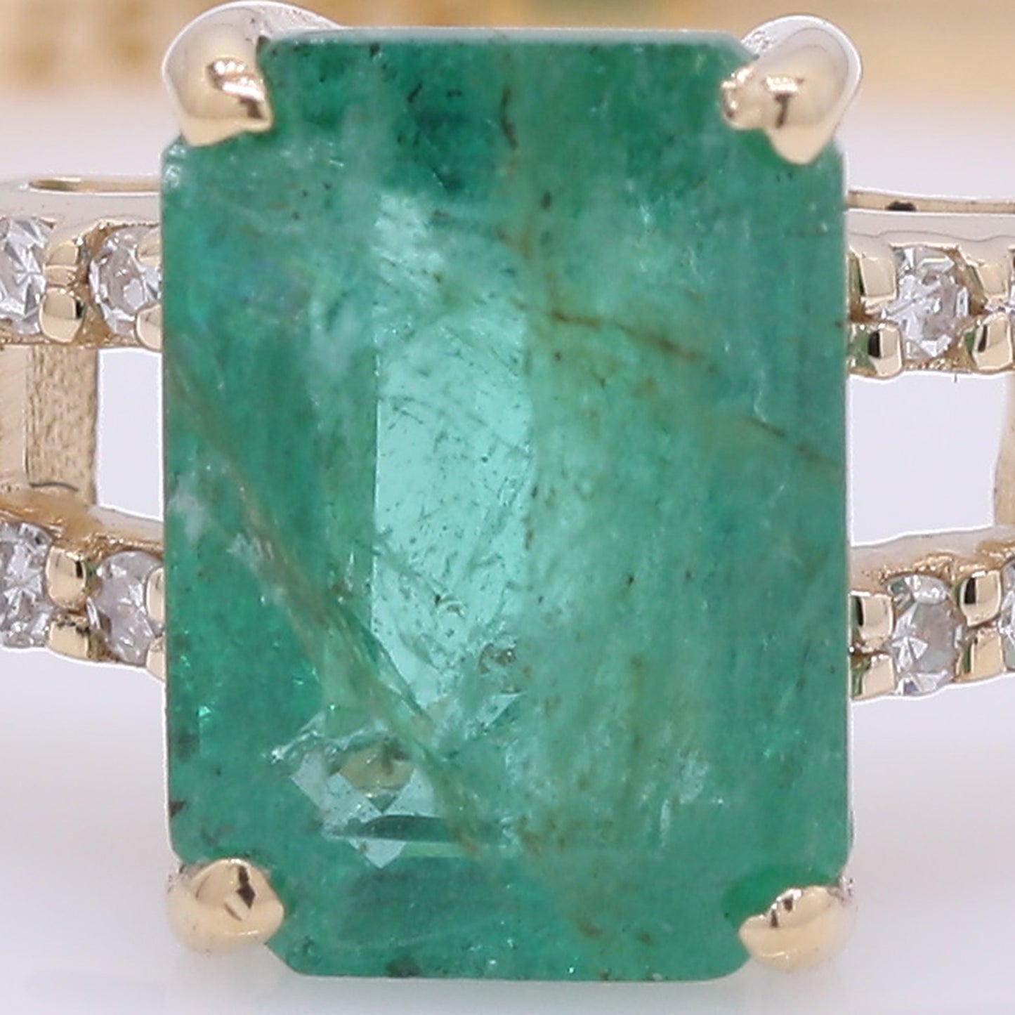 1.22 Ct Octagon Step Cut Natural Emerald 14K Gold Ring