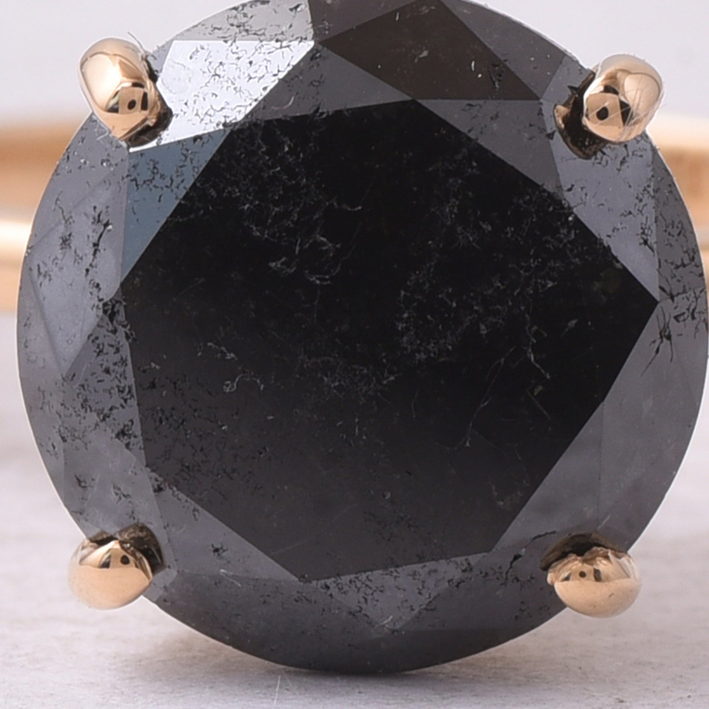 4.36 Ct Round Black Diamond 14K Gold Ring