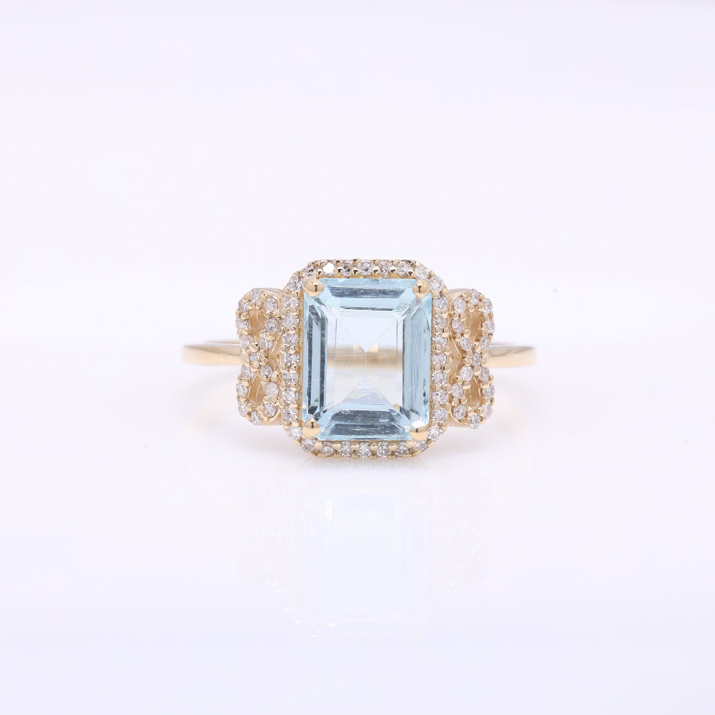 2.27 Ct Octagon Step Cut Natural Aquamarine 14K Gold Ring