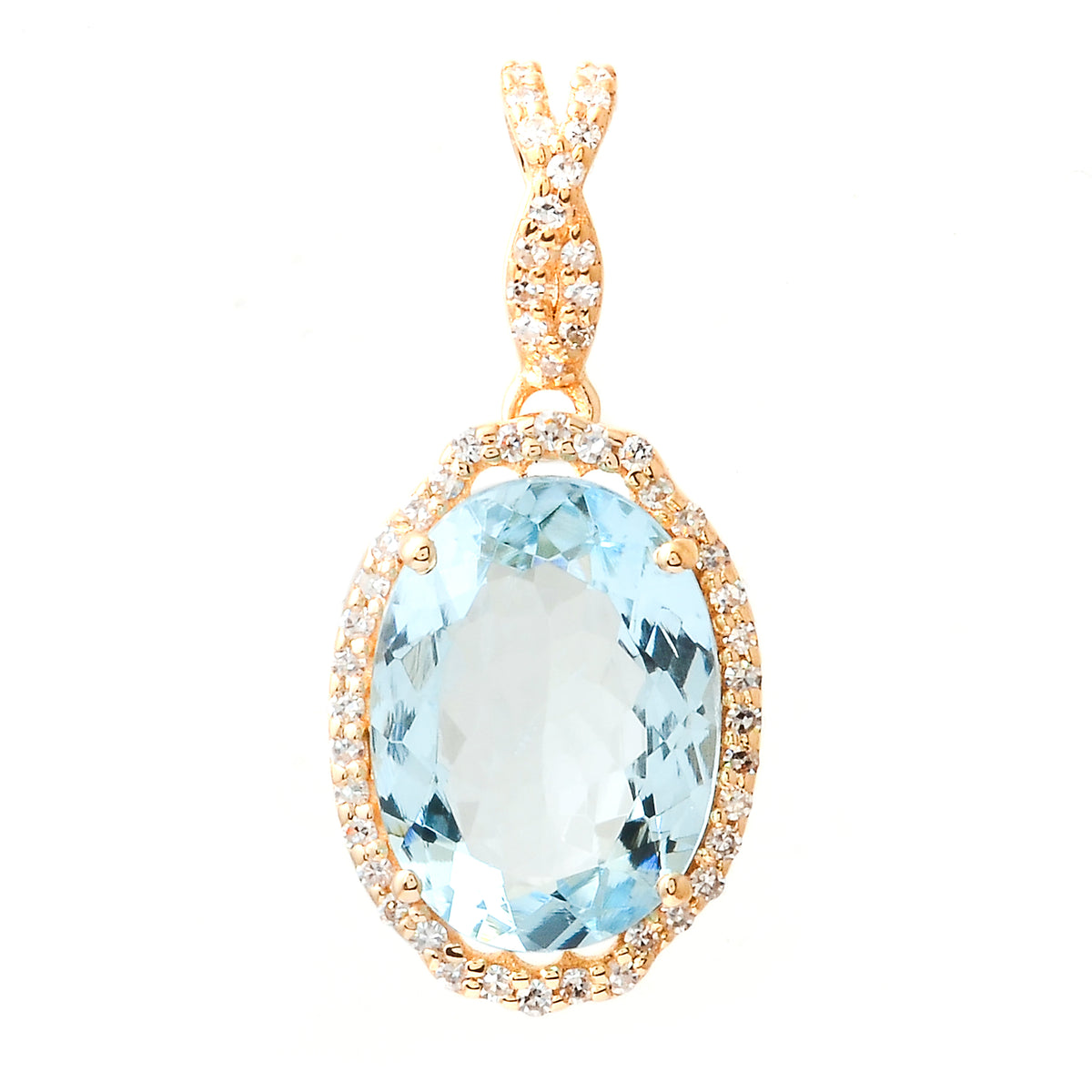 2.70 Ct Oval Mixed Cut Natural Aquamarine 14K Gold Pendant
