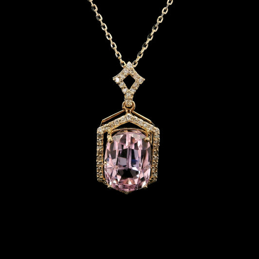 4.84 Ct Cushion Kunzite 14K Gold Pendant