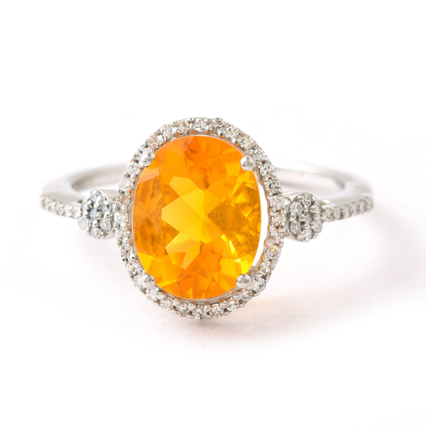 1.96 Ct Oval Mixed Cut Natural Fire Opal 950 Platinum Ring