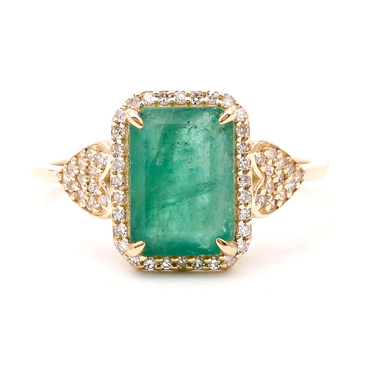 2.44 Ct Octagon Natural Emerald 14K Gold Ring