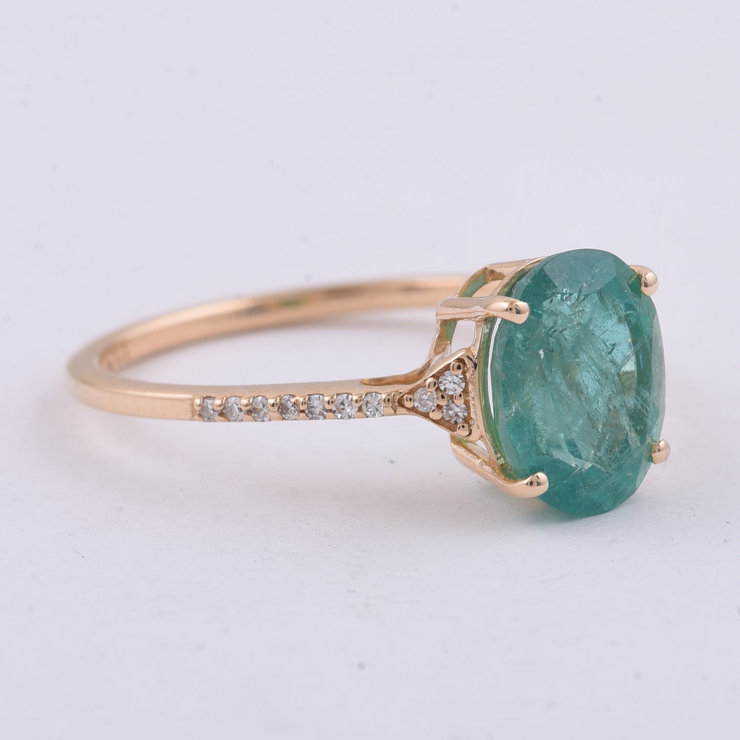2.07 Ct Oval Natural Emerald 14K Gold Ring