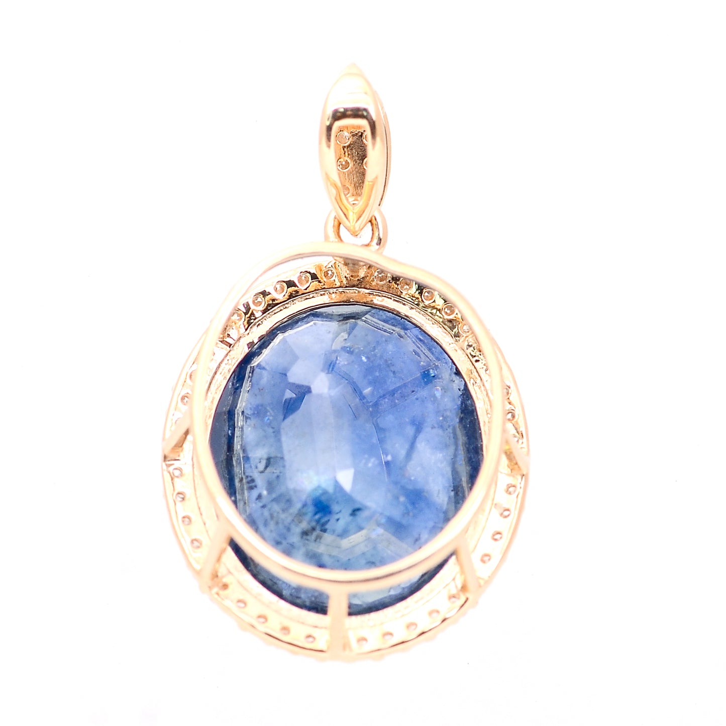 7.39 Ct Oval Mixed Cut Natural Sapphire 14K Gold Pendant