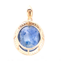 7.39 Ct Oval Mixed Cut Natural Sapphire 14K Gold Pendant