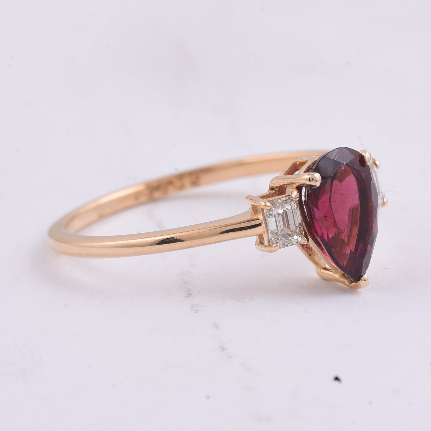 1.09 Ct Pear Natural Pink Tourmaline 14K Gold Ring