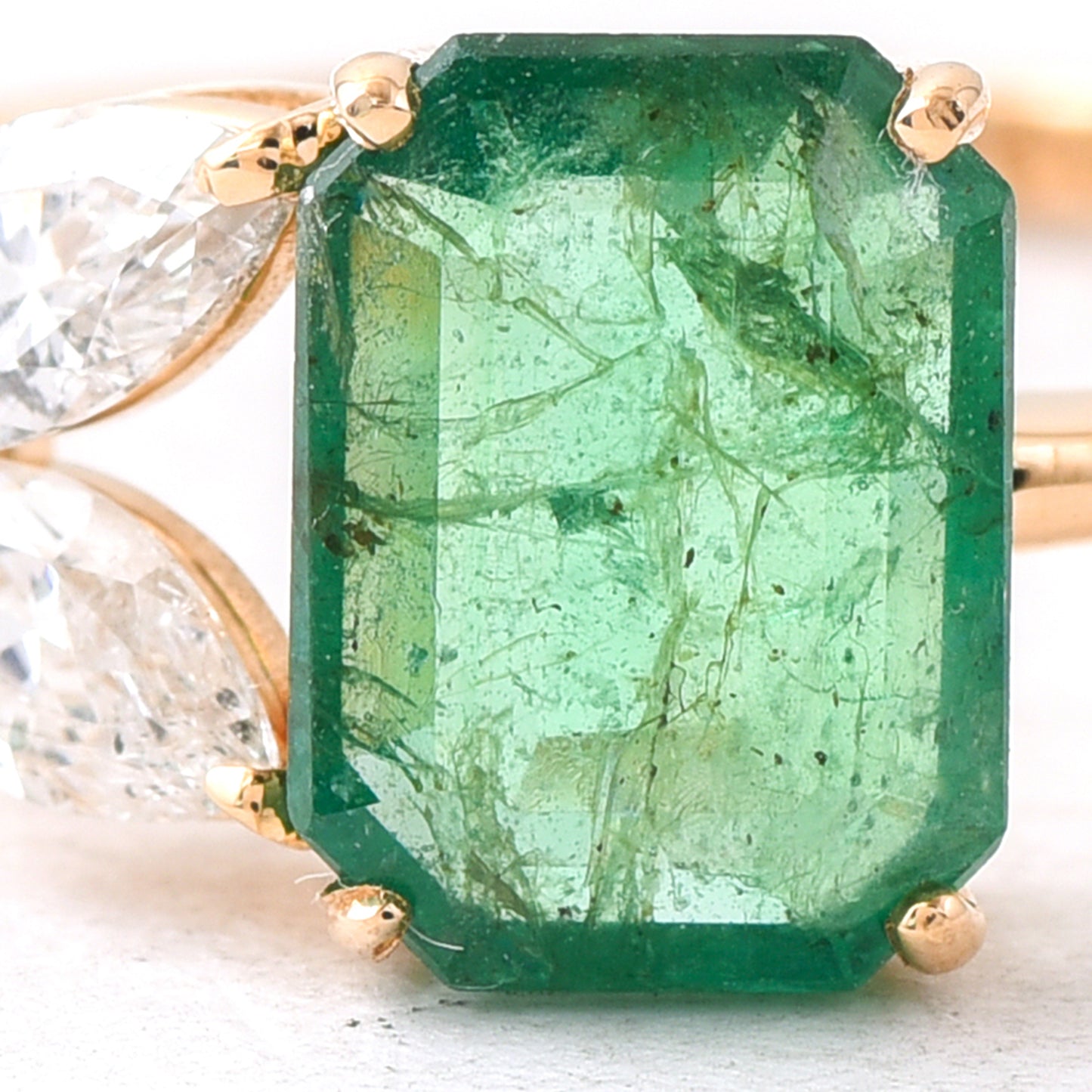 1.52 Ct Octagon Step Cut Natural Emerald 14K Gold Ring