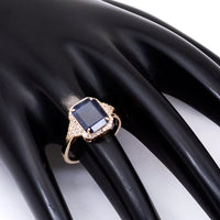 3.34 Ct Octagon Natural Sapphire 14K Gold Ring