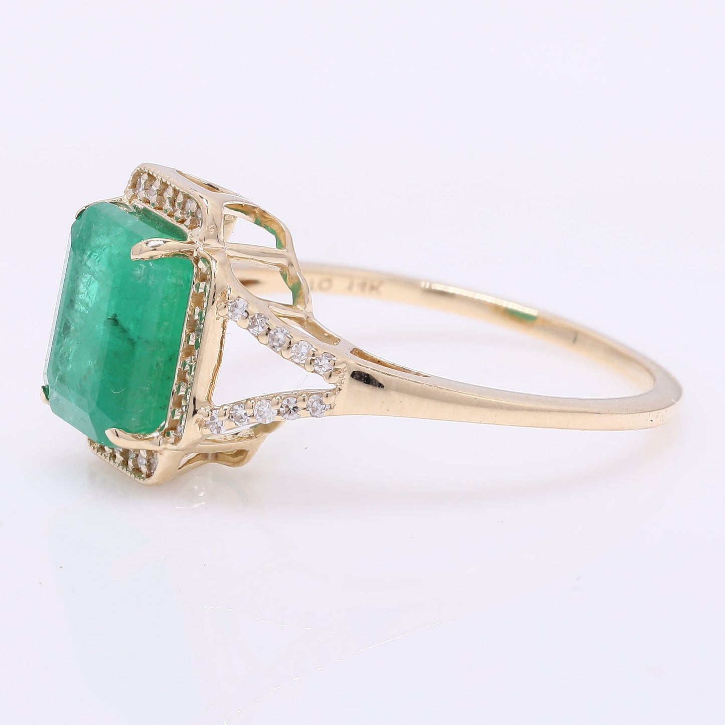 2.70 Ct Octagon Step Cut Natural Emerald 14K Gold Ring