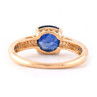 2.19 Ct Cushion Mixed Cut Natural Sapphire 14K Gold Ring
