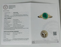 1.53 Ct Oval Mixed Cut Natural Beryl Emerald 14K Gold Ring