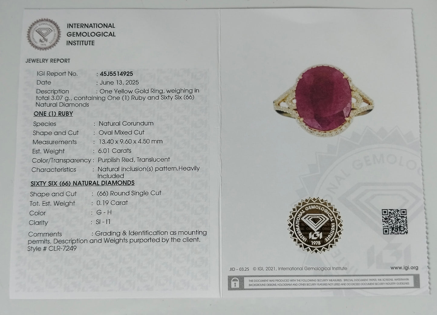 6.20 Ct Oval Mixed Cut Natural Corundum Ruby 14K Gold Ring