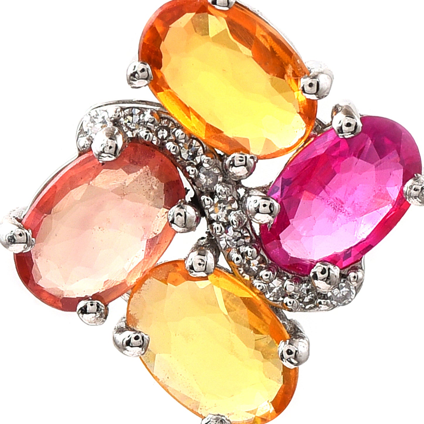 2.19 Ct Oval Multi Sapphire 950 Platinum Pendant