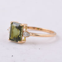 1.69 Ct Octagon Step Cut Natural Green Tourmaline 14K Gold Ring