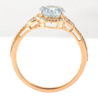 1.56 Ct Oval Mixed Cut Natural Aquamarine 14K Gold Ring
