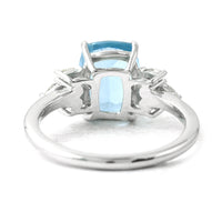 3.09 Ct Cushion Aquamarine 950 Platinum Ring