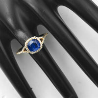 1.91 Ct Cushion Mixed Cut Natural Sapphire 14K Gold Ring