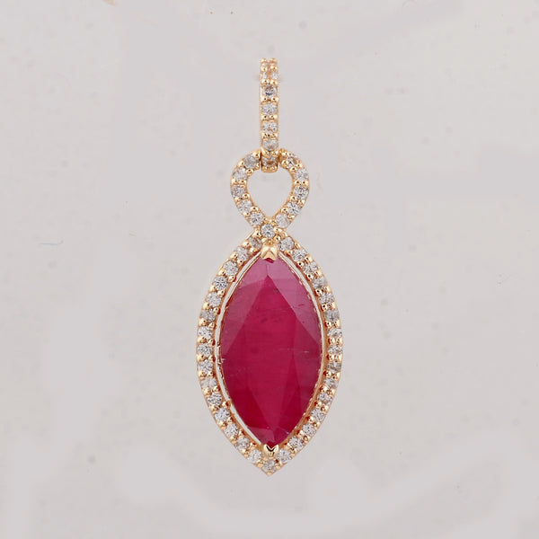 2.77 Ct Marquise Ruby 9K Gold Pendant