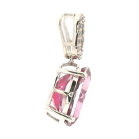 5.62 Ct Oval Pink Topaz, White Zircon, 925 Sterling Silver Pendant