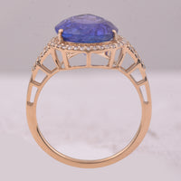 4.93 Ct Pear Mixed Cut Natural Tanzanite 14K Gold Ring