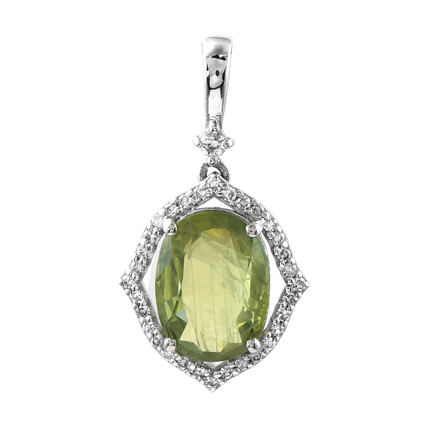 2.46 Ct Oval Mixed Cut Natural Green Sapphire 950 Platinum Pendant