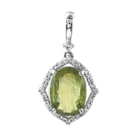 2.46 Ct Oval Mixed Cut Natural Green Sapphire 950 Platinum Pendant